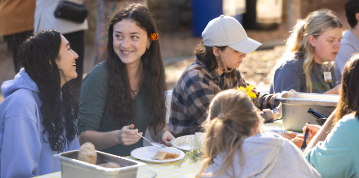 Students eating together